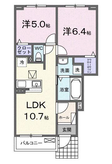 カピリナ・ヒカリ(2LDK/1階)の間取り写真