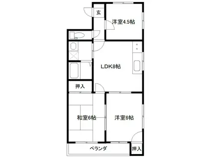 コーポ司(3DK/2階)の間取り写真