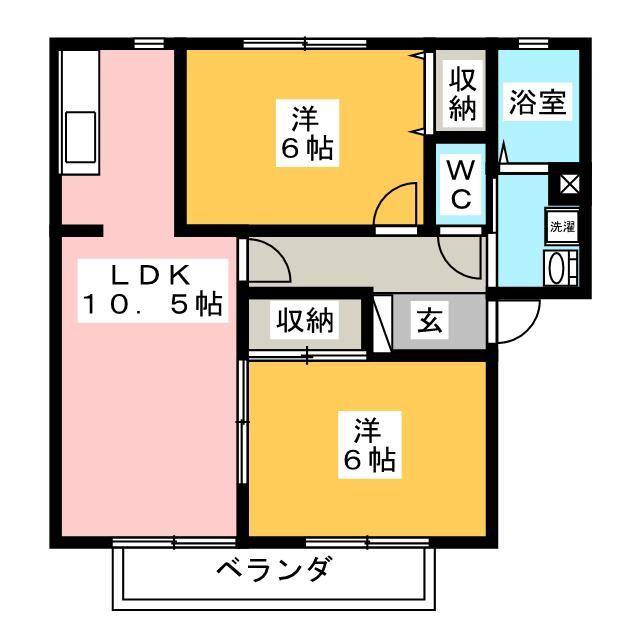 ハイツタチバナA(2LDK/1階)の間取り写真