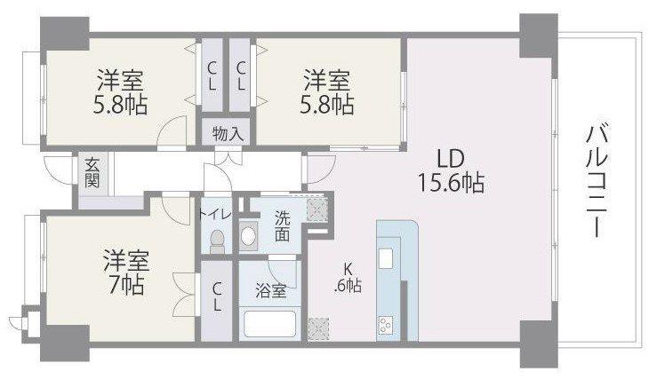 アイランドシティインフィニガーデンサウス棟(3LDK/6階)の間取り写真