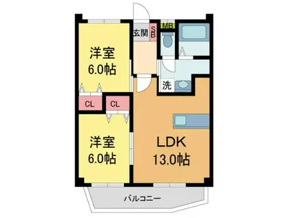 サンビルダー上甲子園(1LDK/4階)の間取り写真