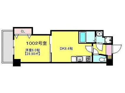 金太郎ヒルズ100(1DK/10階)の間取り写真