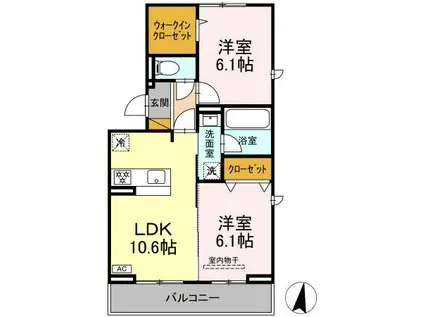 LAUNA HEIWA(2LDK/3階)の間取り写真