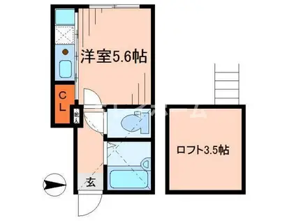 ムサシハウス(ワンルーム/1階)の間取り写真