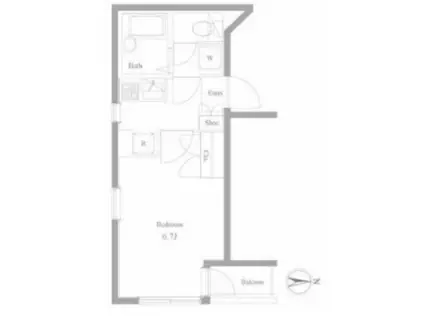 ヴェルト笹塚ツインII(1K/4階)の間取り写真