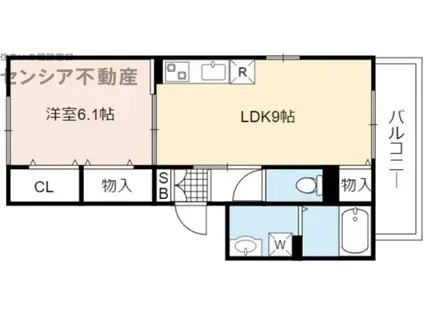 シャルム蒲生A棟(1LDK/1階)の間取り写真