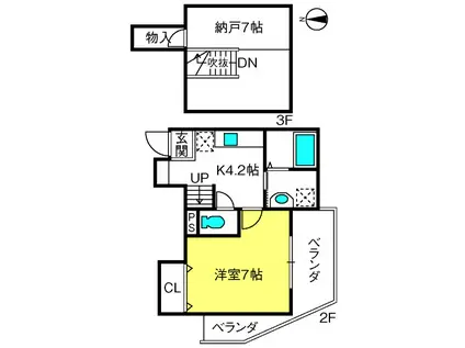 ソフィア(1SK/2階)の間取り写真