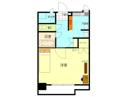 リバーサイド山陽2号館(1DK/8階)の間取り写真