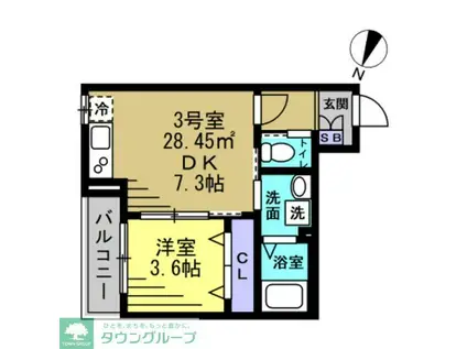 AJ南流山(1DK/2階)の間取り写真