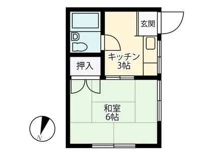 黒井アパート(1K/2階)の間取り写真