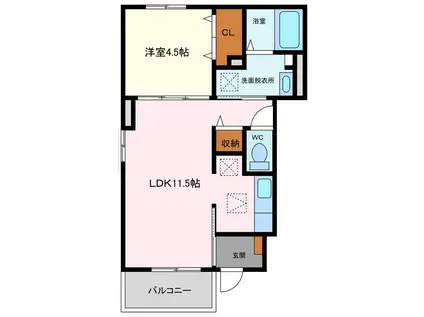 パーシモン(1LDK/1階)の間取り写真