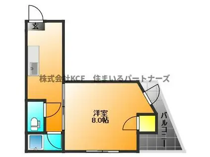 BASE.W(1K/2階)の間取り写真