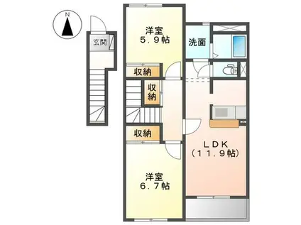 メゾン・ド・アンジュ(2LDK/2階)の間取り写真