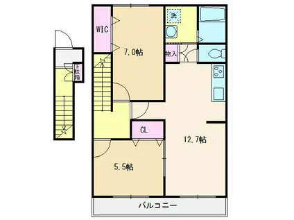 COURT VILLA上ノ原II(2LDK/2階)の間取り写真
