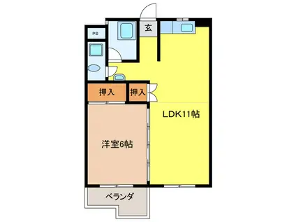 シェイーネマツノ南棟(1LDK/4階)の間取り写真