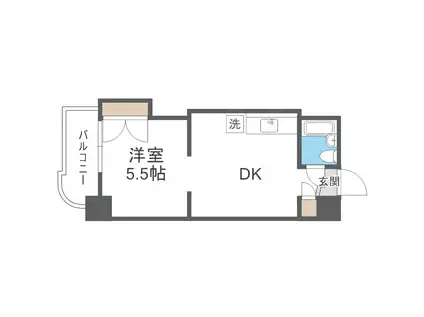 サウスフォーI(1DK/2階)の間取り写真