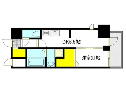 EC広島横川本通(1DK/2階)の間取り写真