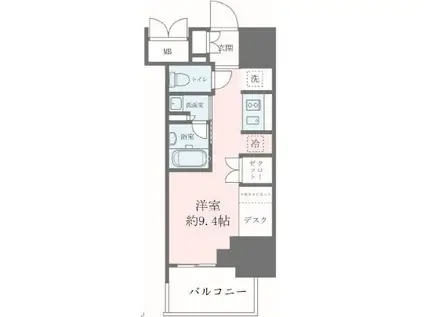 クレストコート靭公園 THE CLASS(ワンルーム/9階)の間取り写真