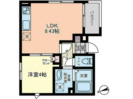 コンフィデンス東大宮D(1LDK/3階)の間取り写真