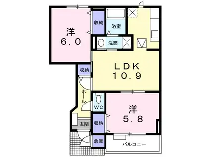 GOOD IMPRESSB(2LDK/1階)の間取り写真