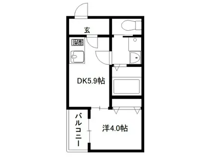 プリマヴェーラ九条(1DK/1階)の間取り写真