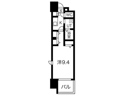 パルティール高畑(1K/5階)の間取り写真