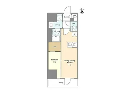 グランカーサ船堀I(1DK/11階)の間取り写真