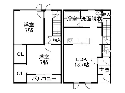 M CUBEIII(2LDK/1階)の間取り写真