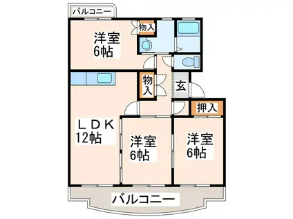 ハーモニー江津(3LDK/1階)の間取り写真