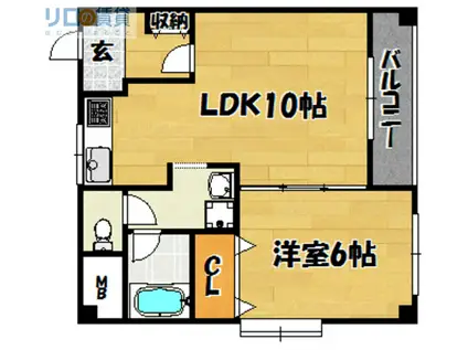 ハイツ小松(1LDK/2階)の間取り写真