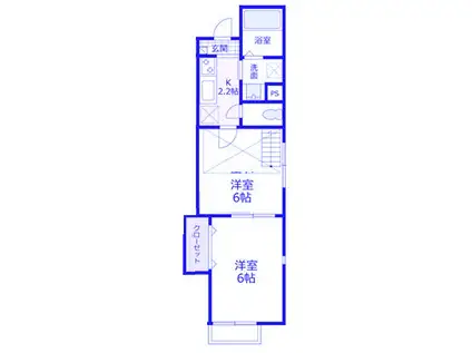 ビュウテラス菊名(2K/2階)の間取り写真
