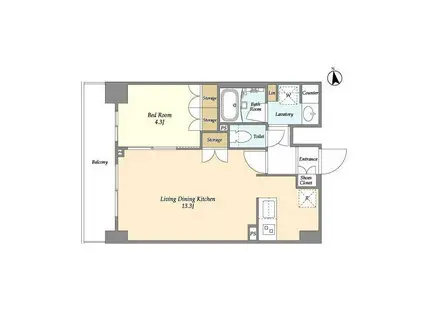 ORSUS梅島(1LDK/6階)の間取り写真