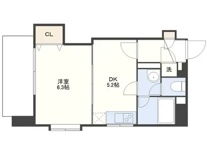 M・セレーノ(1DK/5階)の間取り写真