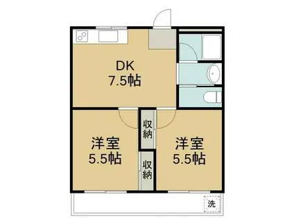 ドエル本郷(2DK/3階)の間取り写真