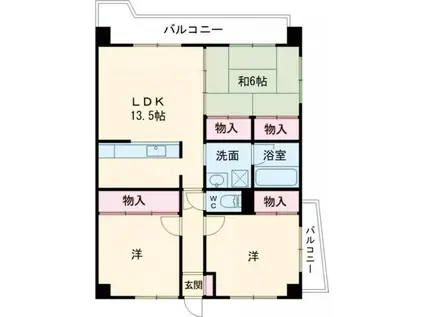パインパレス(3LDK/6階)の間取り写真