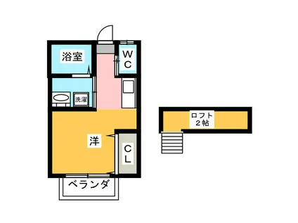 エクセルみらいC棟(ワンルーム/1階)の間取り写真