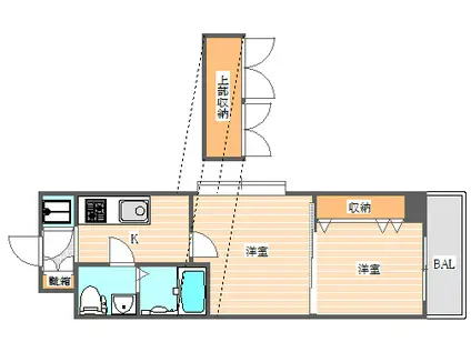 NO51 PROJECT2100日赤通(2K/2階)の間取り写真
