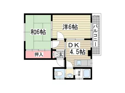 ヒルト丸山(2DK/3階)の間取り写真