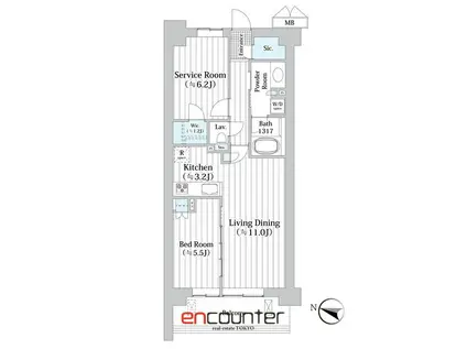 アビティグランデ砧(1SLDK/4階)の間取り写真