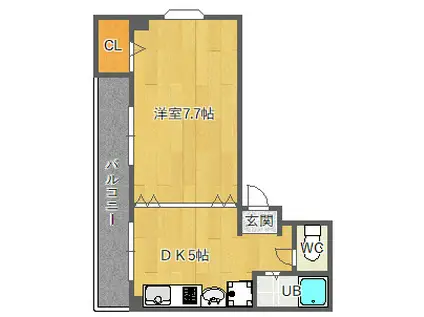 アヴェニール千里山(1DK/4階)の間取り写真