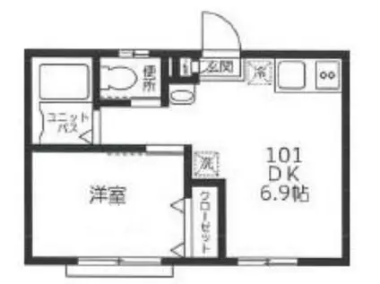 M・Kハウス(1DK/1階)の間取り写真