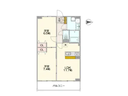 SAKURA HALE(2LDK/1階)の間取り写真