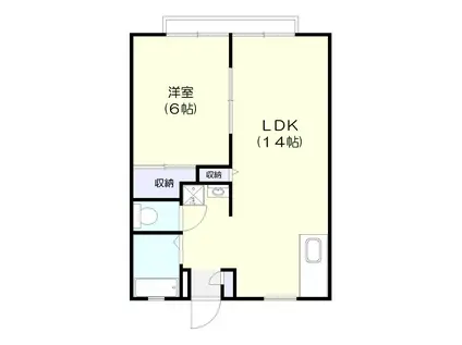 サンライフA棟(1LDK/2階)の間取り写真
