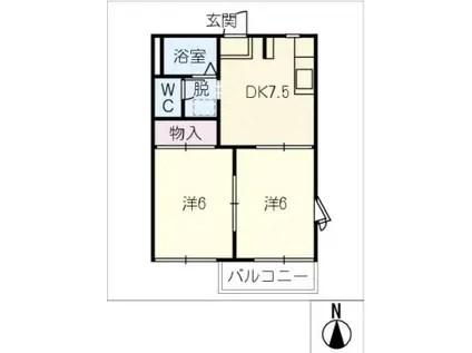 クラリス21(2DK/2階)の間取り写真