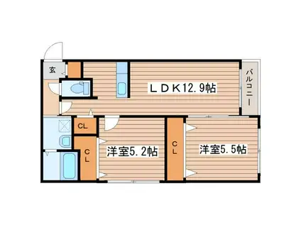 シティレジデンス発寒(2LDK/4階)の間取り写真