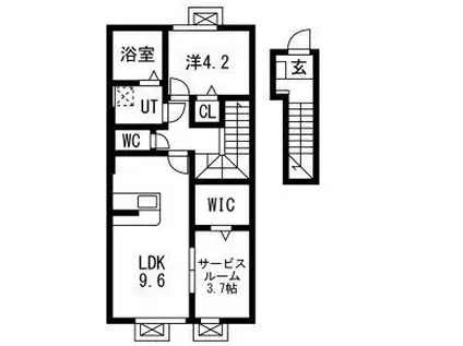 レジデンスII (1SLDK/2階)の間取り写真