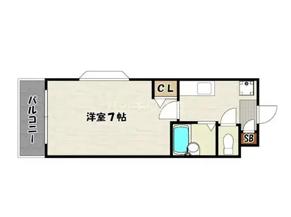 ピュア県庁北(1K/4階)の間取り写真