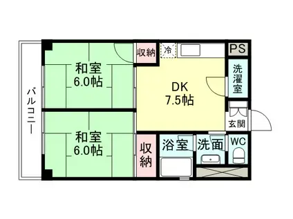 グランドハイツ清水(2LDK/2階)の間取り写真
