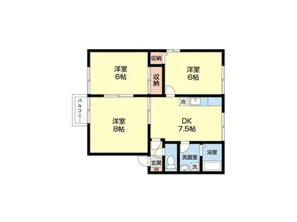 レーヴ泉III(3DK/2階)の間取り写真