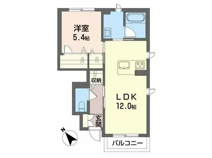 シャーメゾン広町(1LDK/1階)の間取り写真